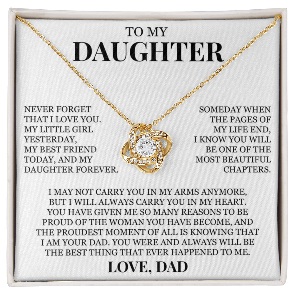 To My Daughter "Never Forget That I Love You" Love Knot Necklace