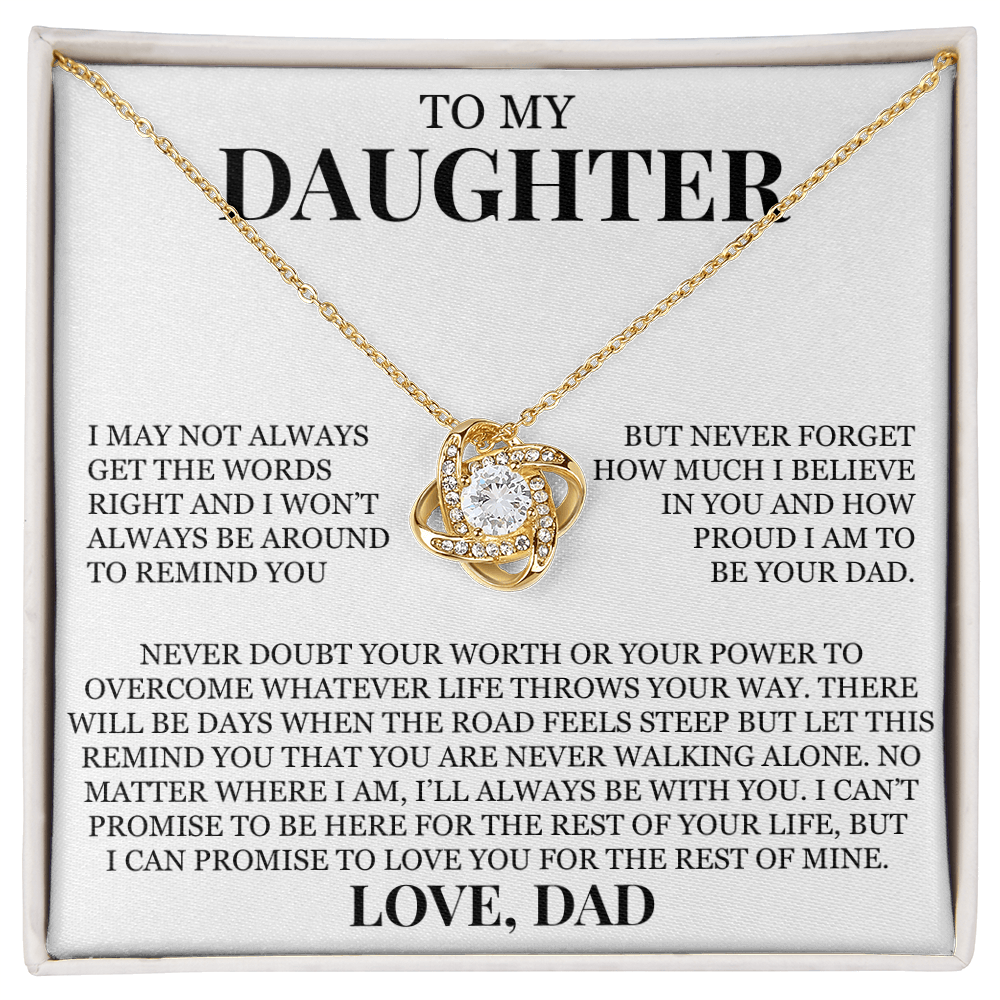 To My Daughter "I'll Always Be With You" Love Knot Necklace