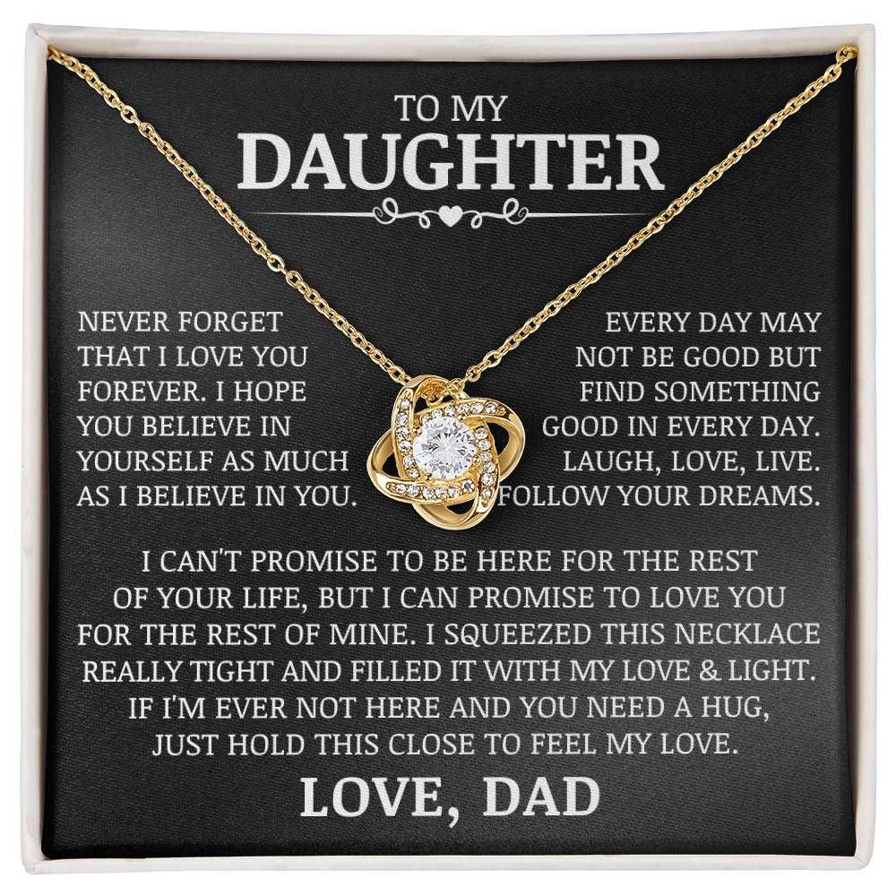 To My Daughter "Laugh, Love, Live" Love Knot Necklace
