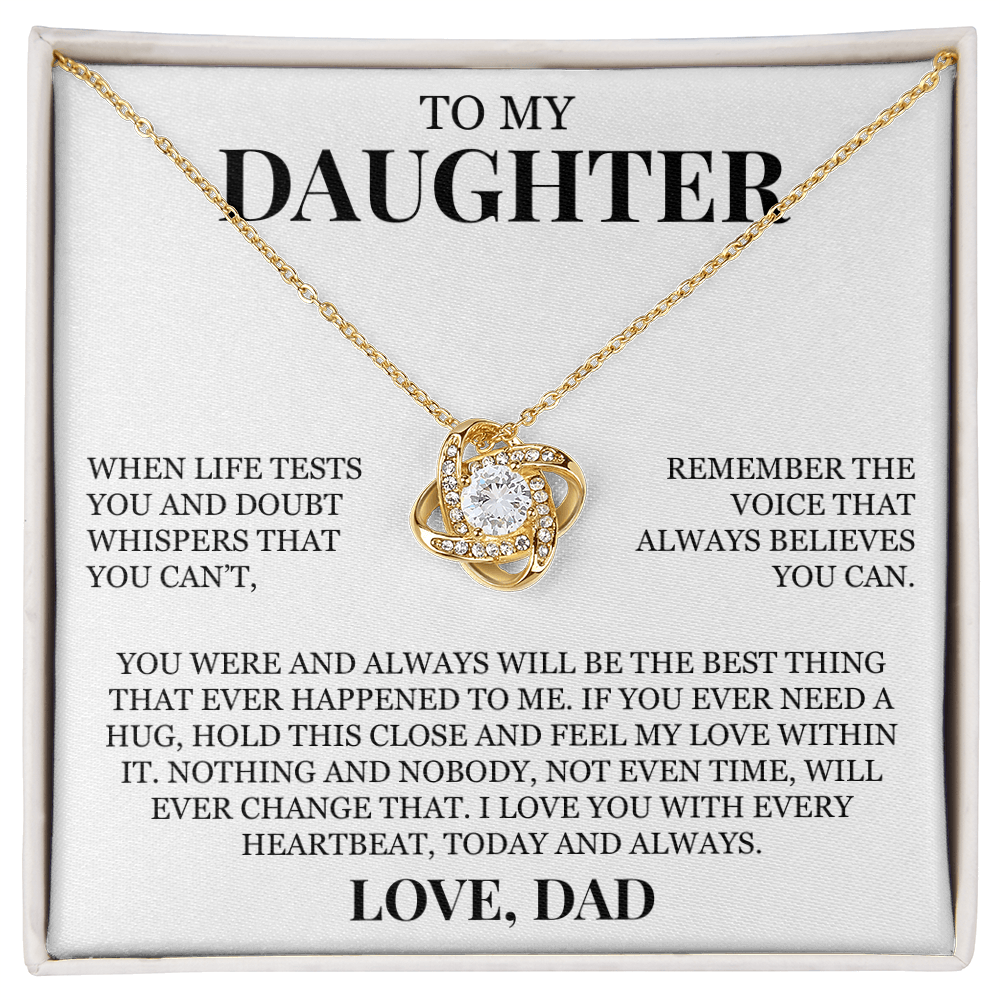 To My Daughter "I Love You With Every Heartbeat" Love Knot Necklace