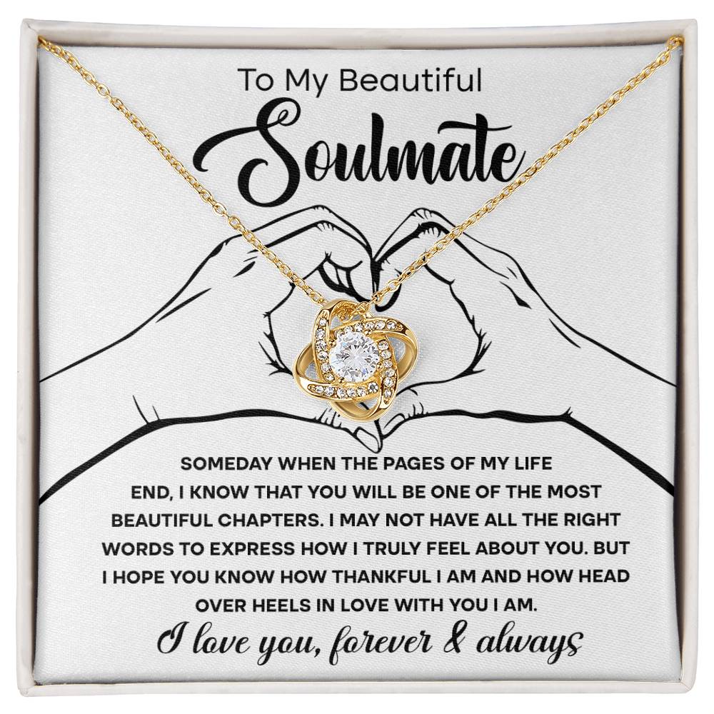 To My Beautiful Soulmate "Head Over Heels In Love With You" Love Knot Necklace