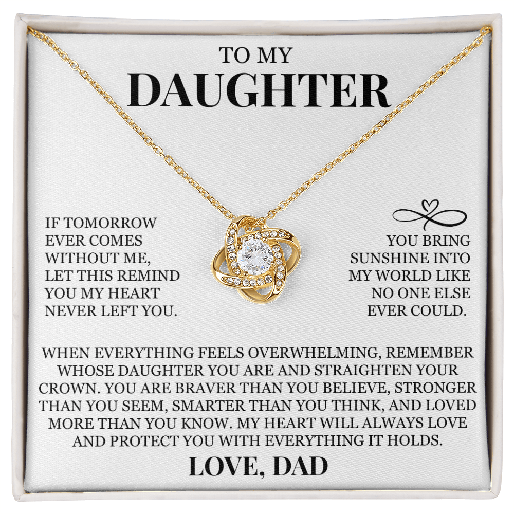 To My Daughter "You Bring Sunshine Into My World" Love Knot Necklace