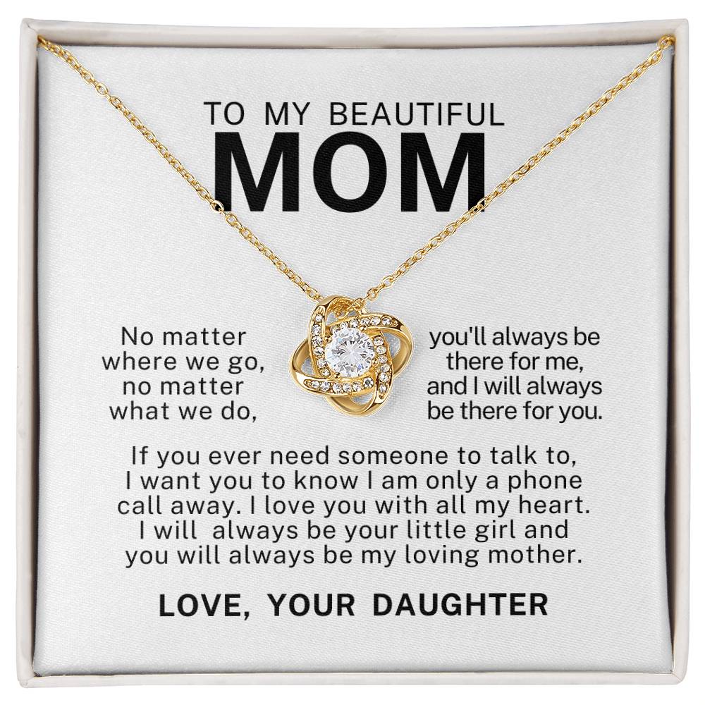To My Beautiful Mom, Love Knot Necklace