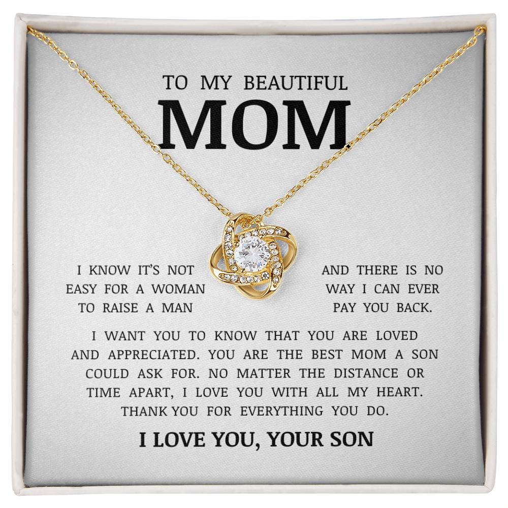 To My Beautiful Mom, Love Knot Necklace