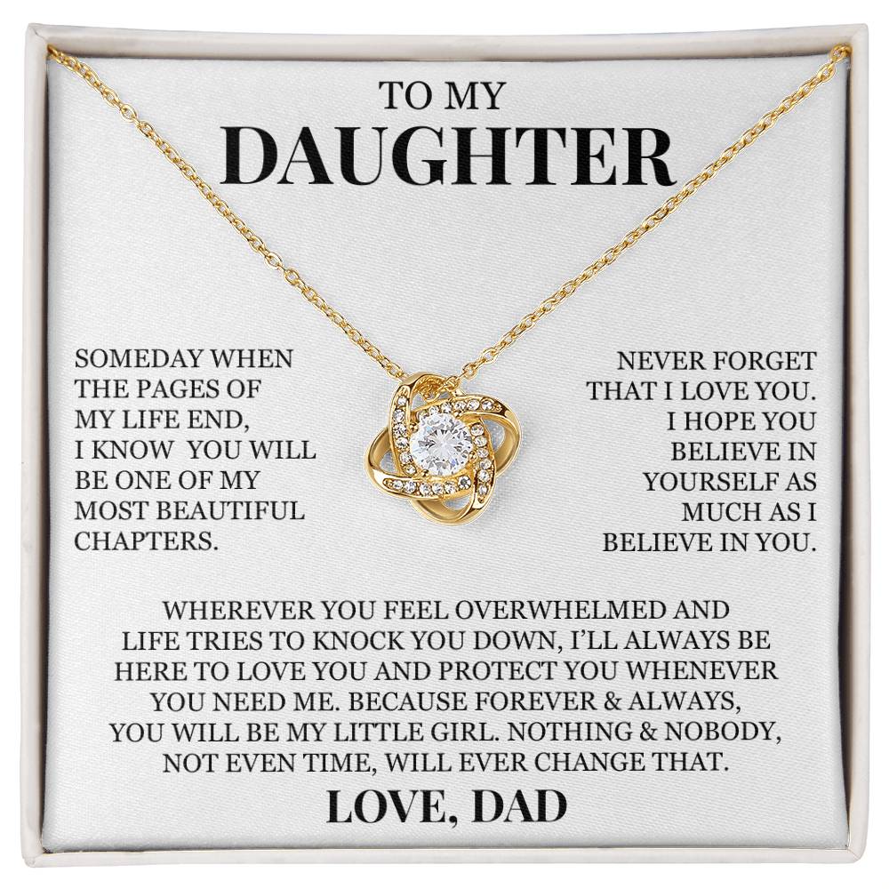 To My Daughter "Never Forget That I Love You" Love Knot Necklace