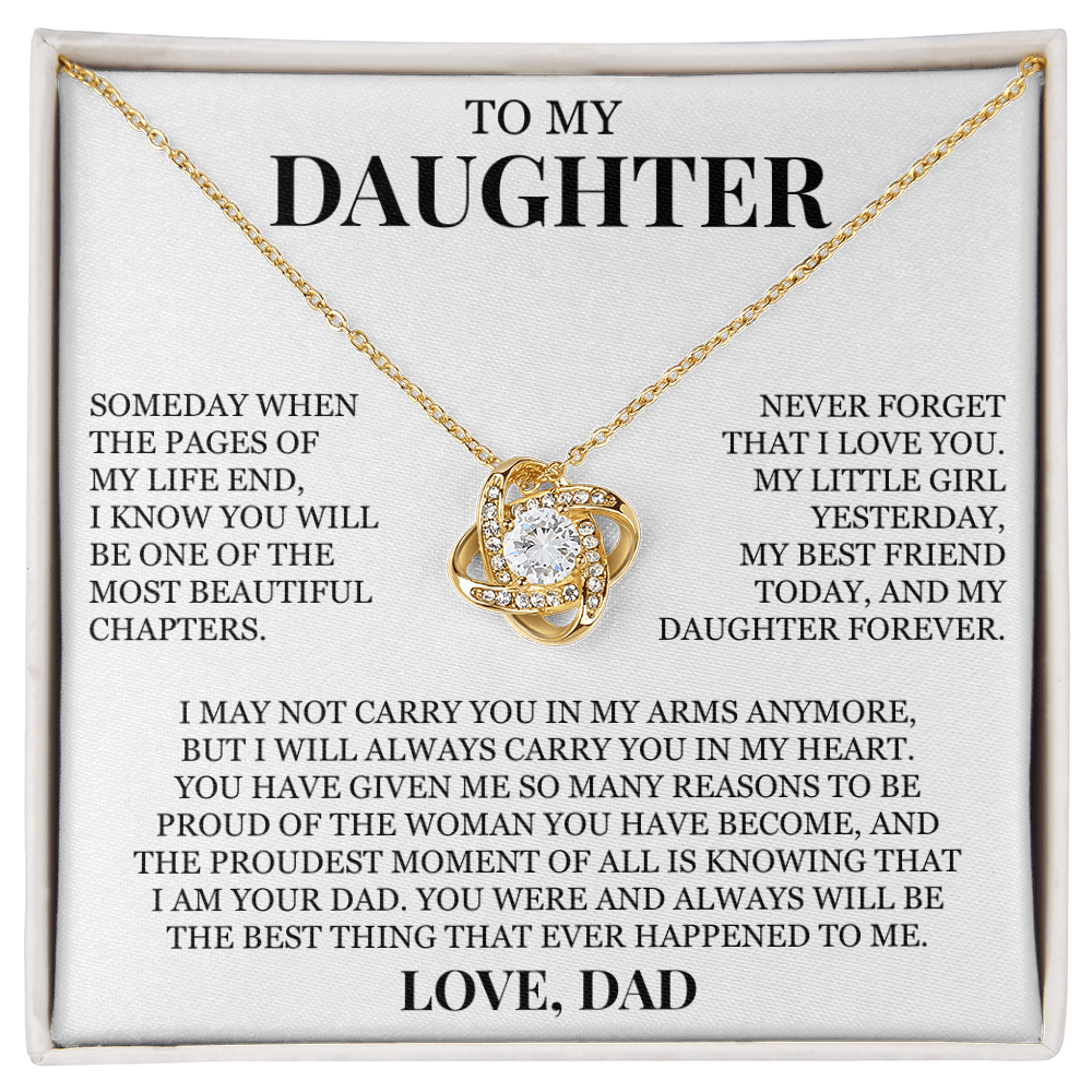 To My Daughter "Never Forget That I Love You" Love Knot Necklace