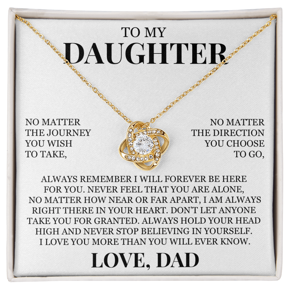 To My Daughter "Never Stop Believing in Yourself" Love Knot Necklace