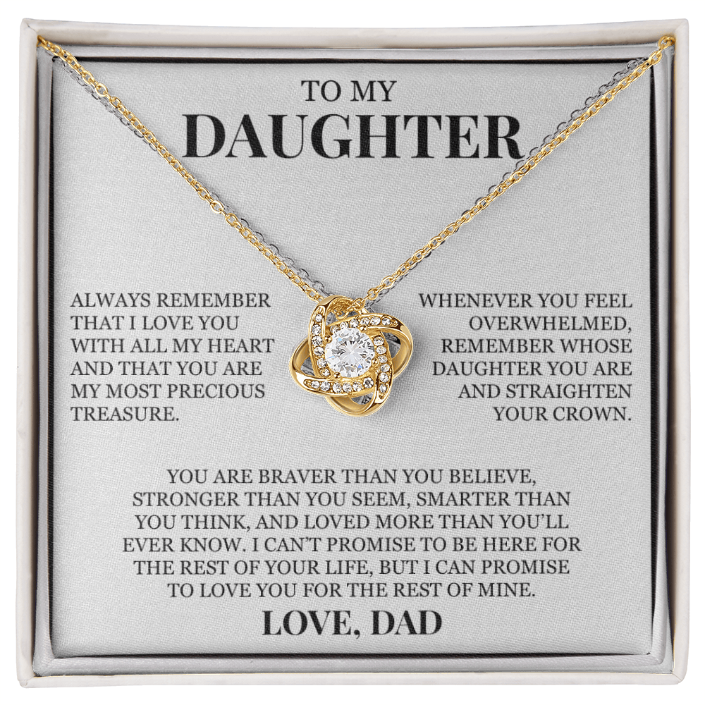 To My Daughter "Always Remember That I Love You" Love Knot Necklace