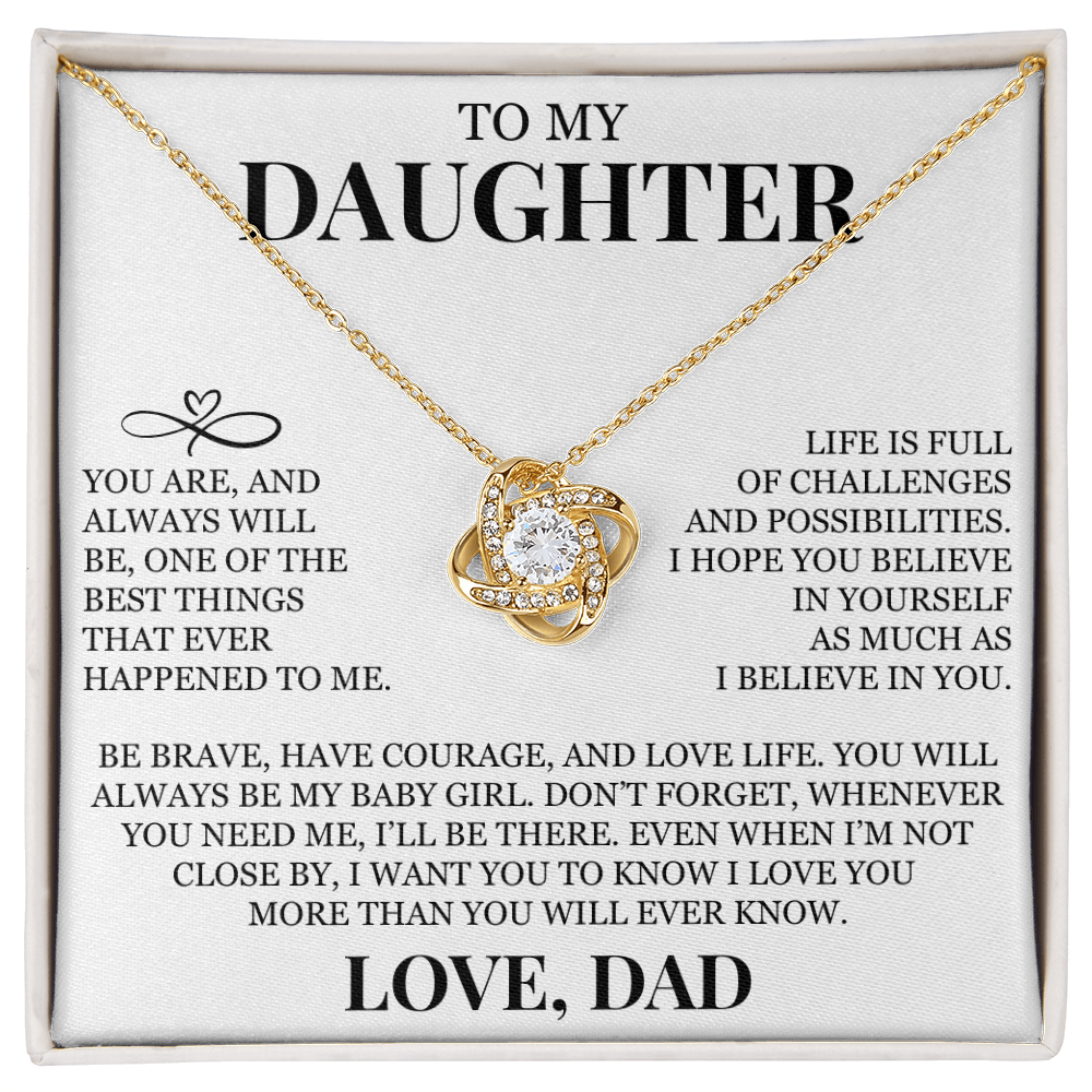 To My Daughter "I Believe In You" Love Knot Necklace