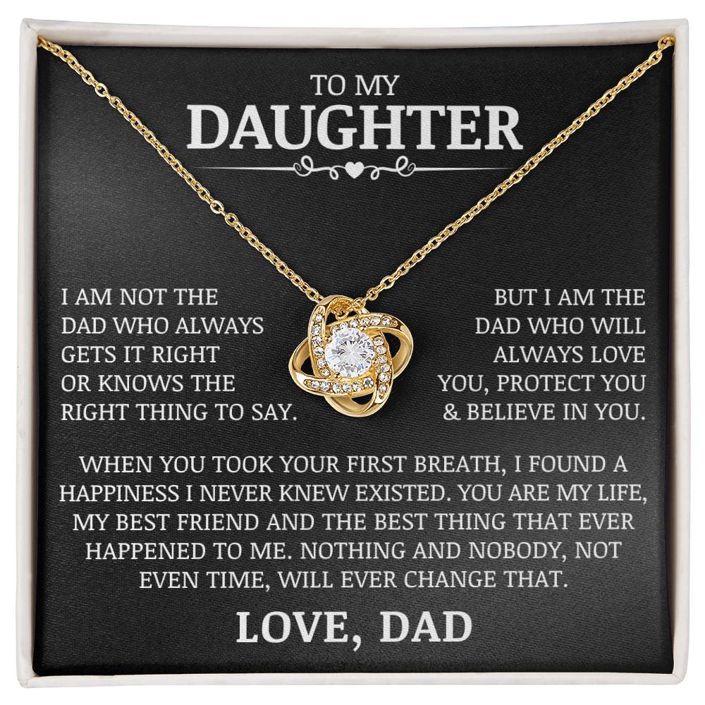 To My Daughter "Love You, Protect You & Believe In You" Love Knot Necklace
