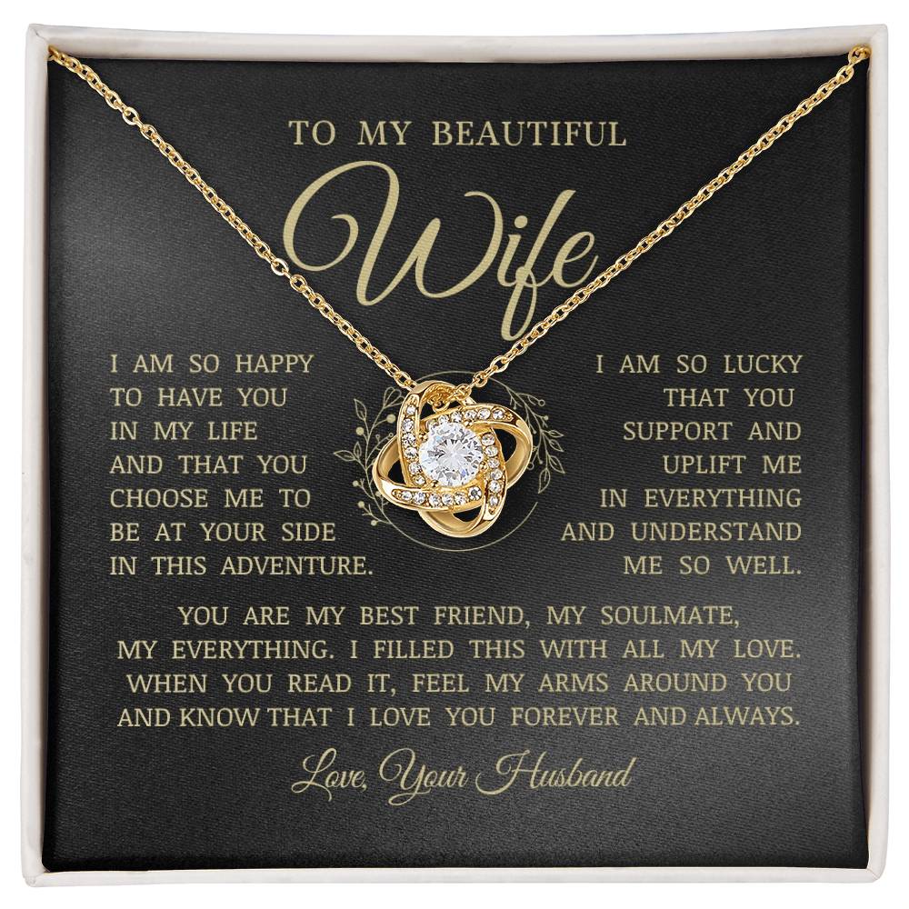 To My Beautiful Wife, Love Knot Necklace