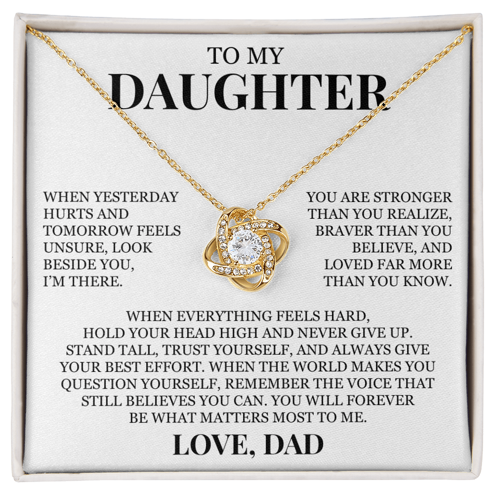 To My Daughter "Remember The Voice That Still Believes You Can" Love Knot Necklace
