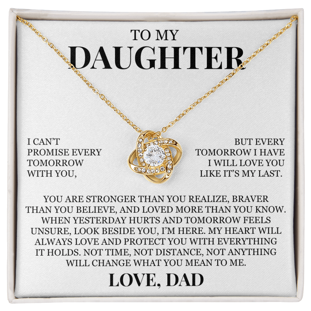 To My Daughter "My Heart Will Always Love and Protect You" Love Knot Necklace