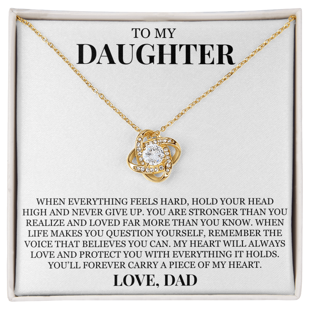 To My Daughter "Hold Your Head High" Love Knot Necklace