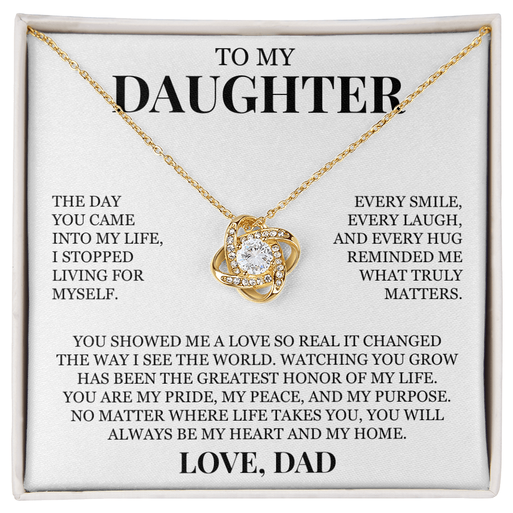 To My Daughter "My Pride, My Peace and My Purpose" Love Knot Necklace