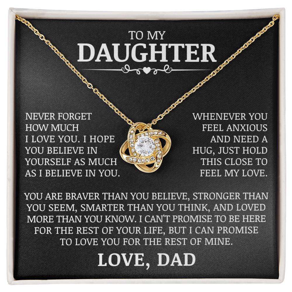 To My Daughter "Never Forget How Much I Love You" Love Knot Necklace