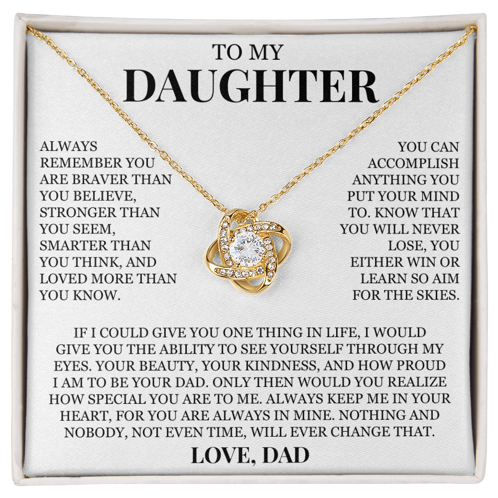 To My Daughter "Always Keep Me In Your Heart" Love Knot Necklace