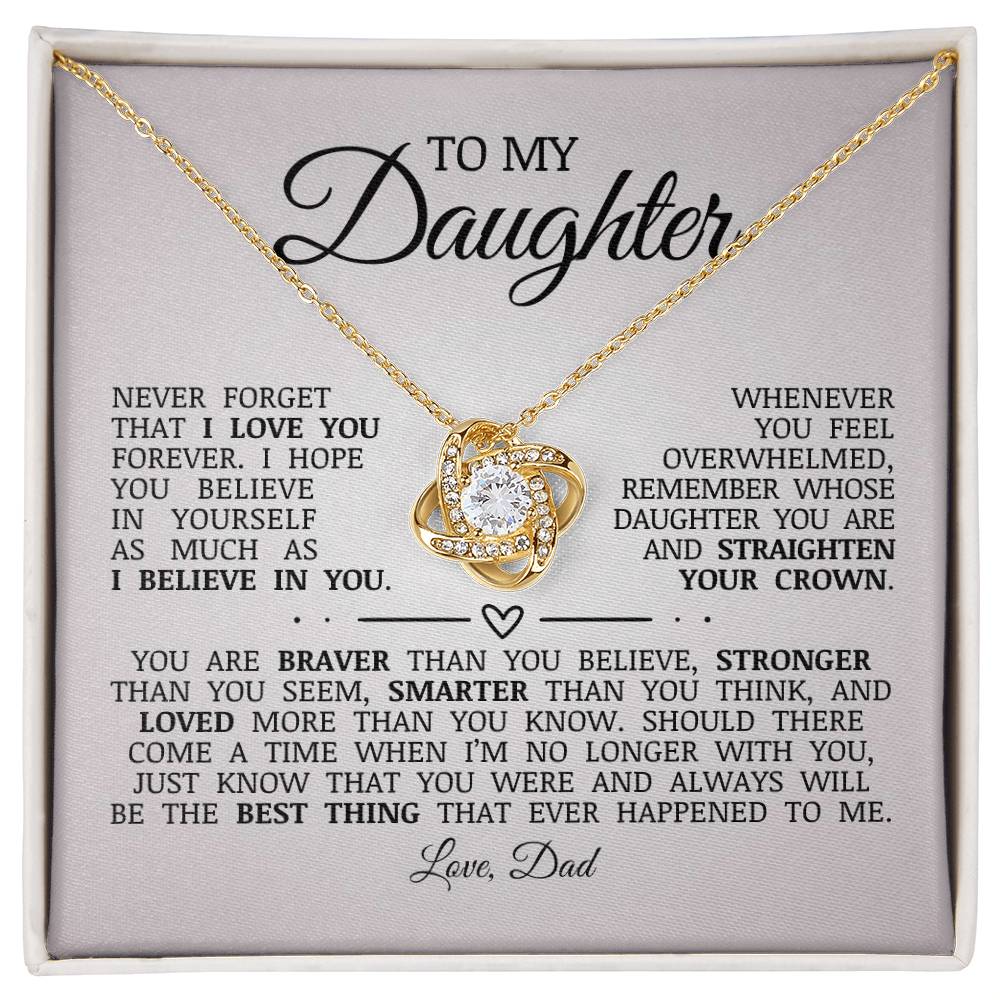 To My Daughter "You Are Loved More Than You Know" Love Knot Necklace