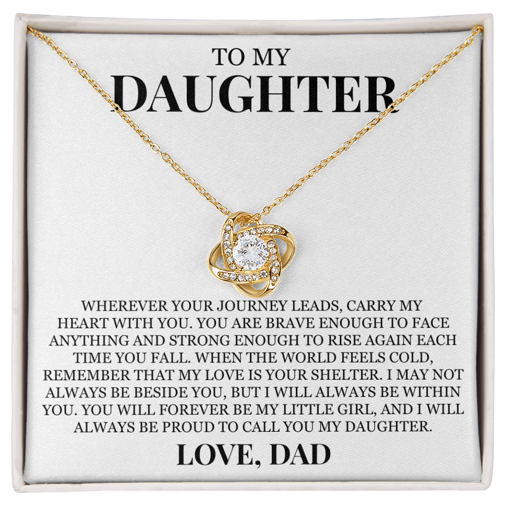 To My Daughter "Carry My Heart With You" Love Knot Necklace