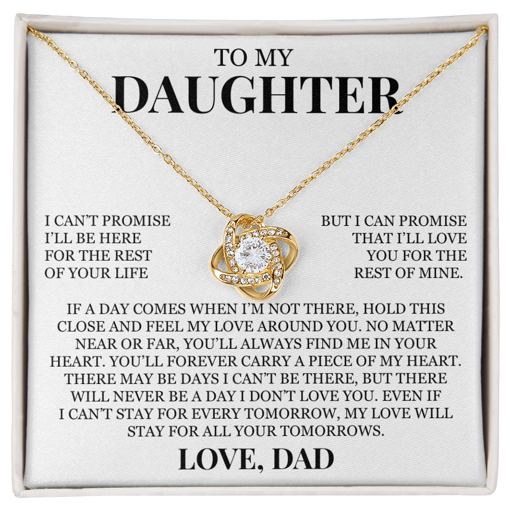 To My Daughter "Hold This Close and Feel My Love" Love Knot Necklace