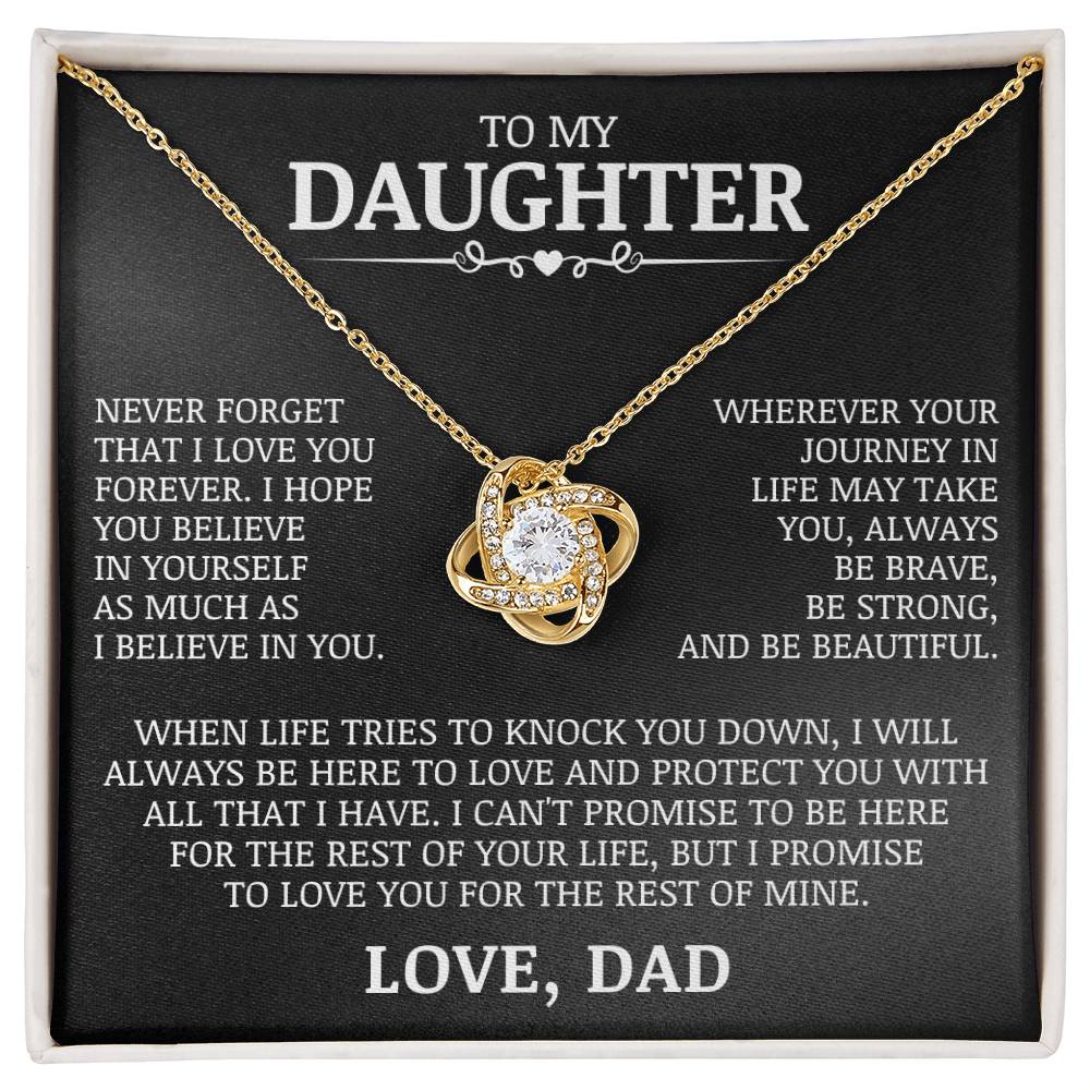 To My Daughter "Never Forget That I Love You" Love Knot Necklace