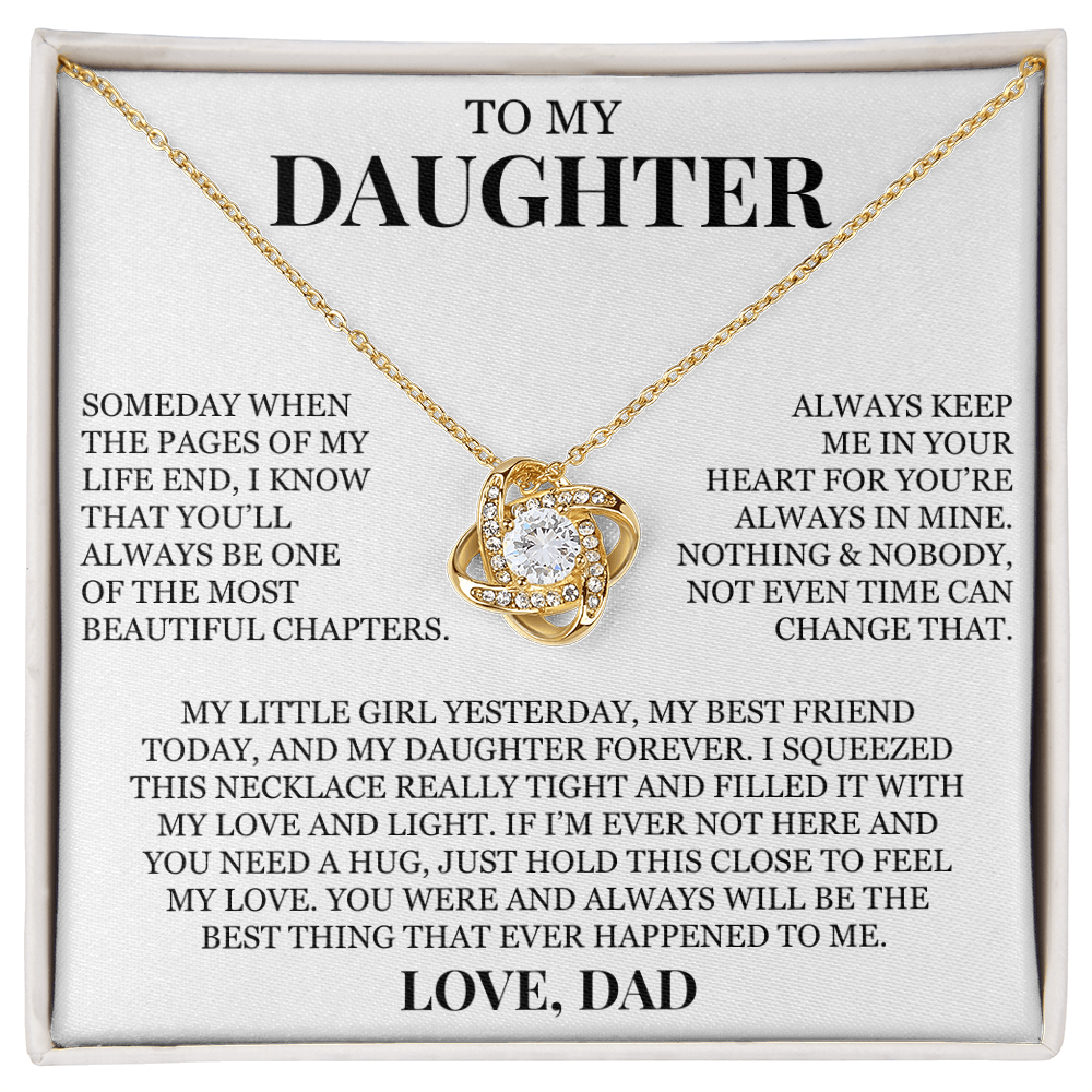 To My Daughter "Always Keep Me In Your Heart" Love Knot Necklace