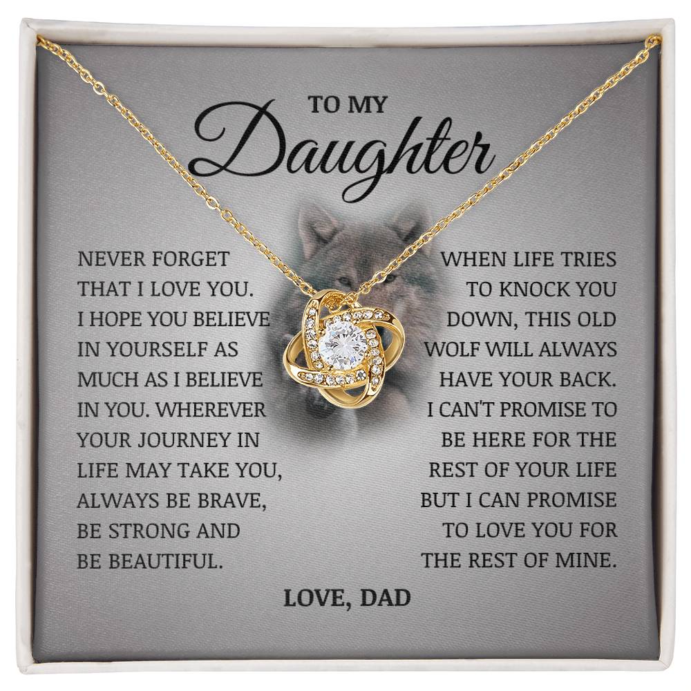 To My Daughter "I Believe In You" Love Knot Necklace