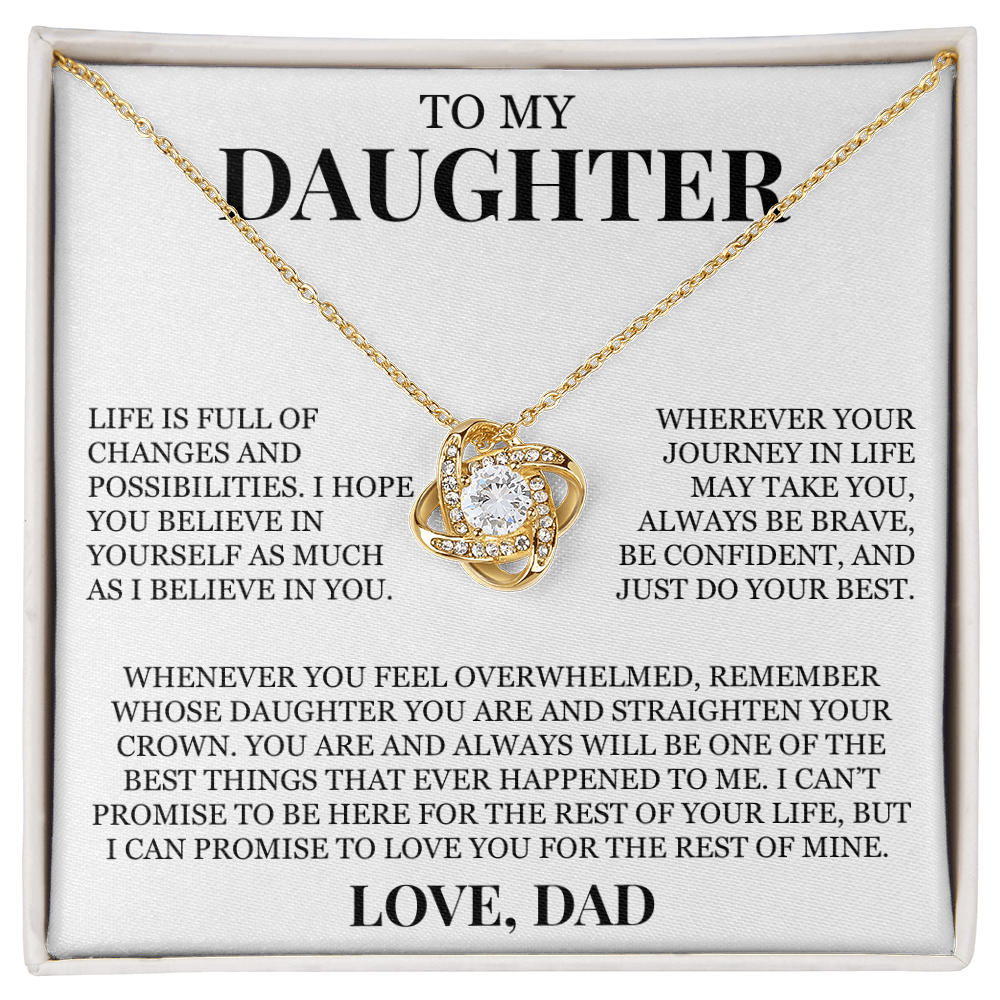 To My Daughter "I Believe In You" Love Knot Necklace