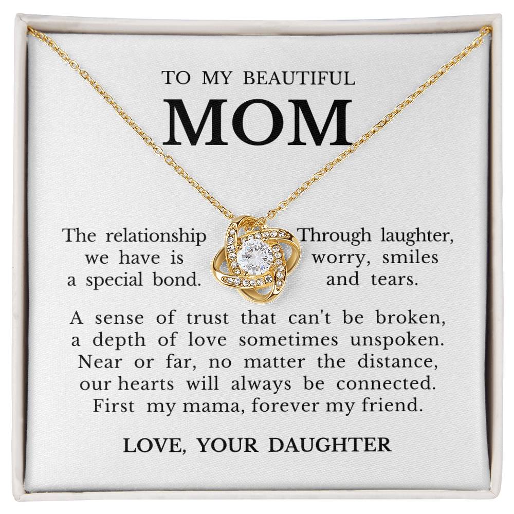 To My Beautiful Mom "Forever My Friend" Love Knot Necklace