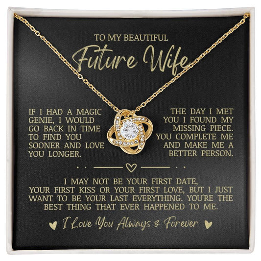 To My Beautiful Future Wife "You Complete Me" Love Knot Necklace