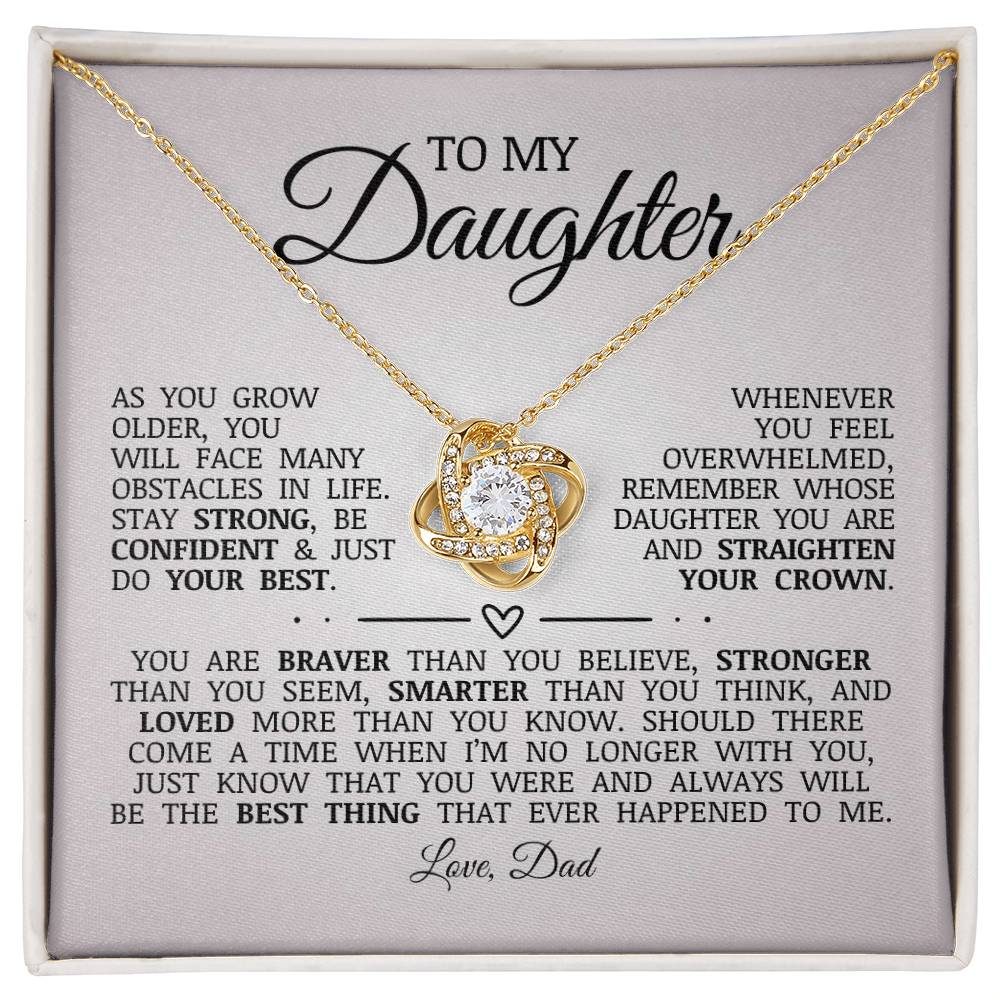 To My Daughter "You Are Loved More Than You Know" Love Knot Necklace