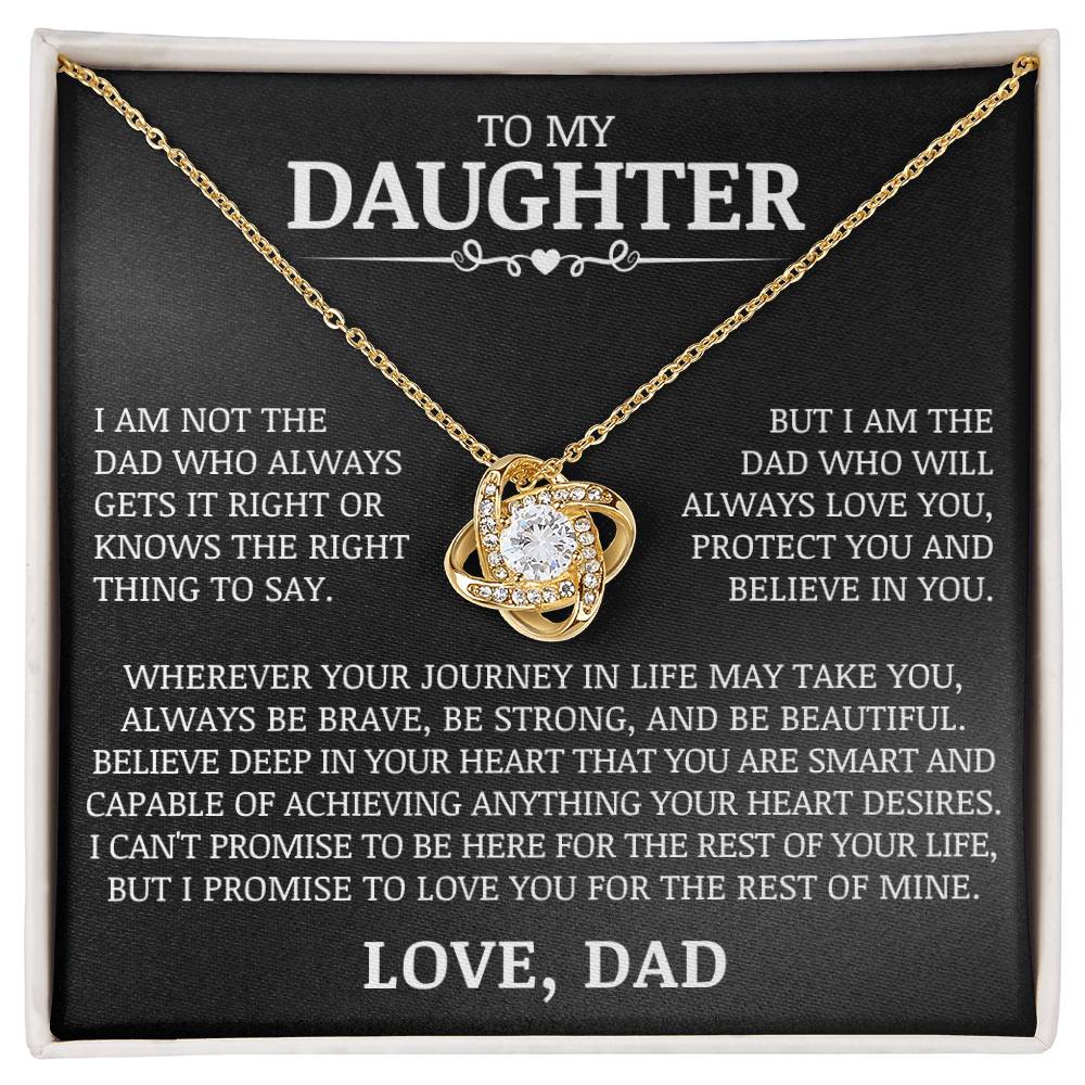 To My Daughter "Love You, Protect You and Believe In You" Love Knot Necklace