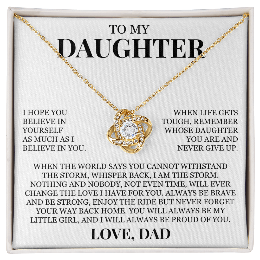 To My Daughter "Believe In Yourself" Love Knot Necklace