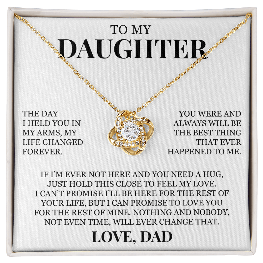 To My Daughter "Hold This Close to Feel My Love" Love Knot Necklace