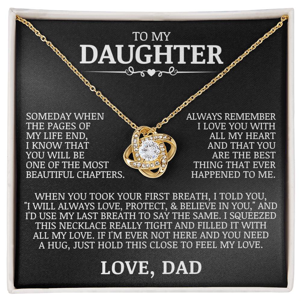 To My Daughter "Always Remember I Love You" Love Knot Necklace