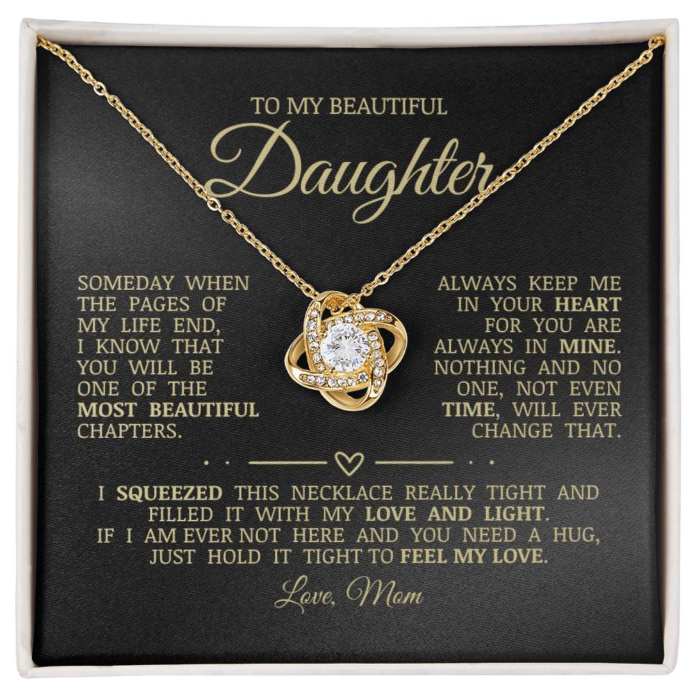 To My Beautiful Daughter "Always Keep Me In Your Heart" Love Knot Necklace
