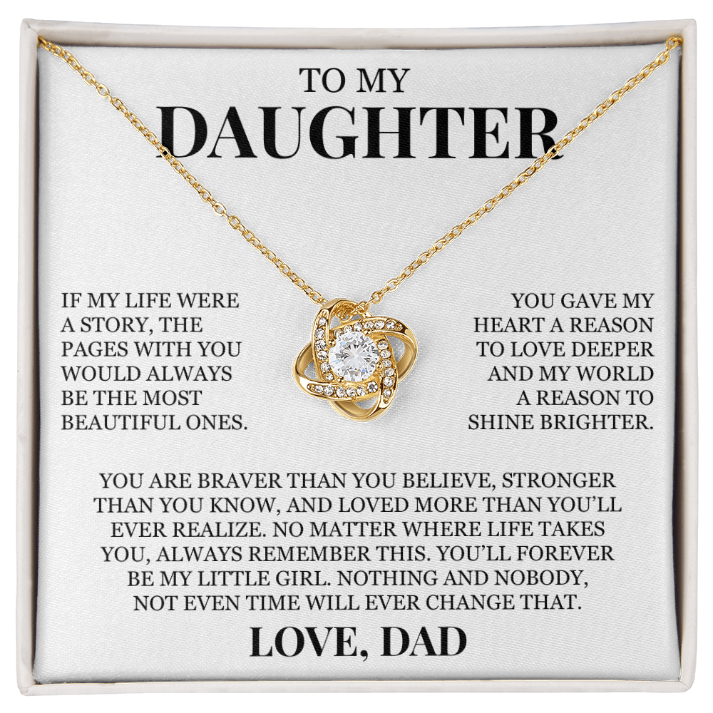 To My Daughter "Forever My Little Girl" Love Knot Necklace