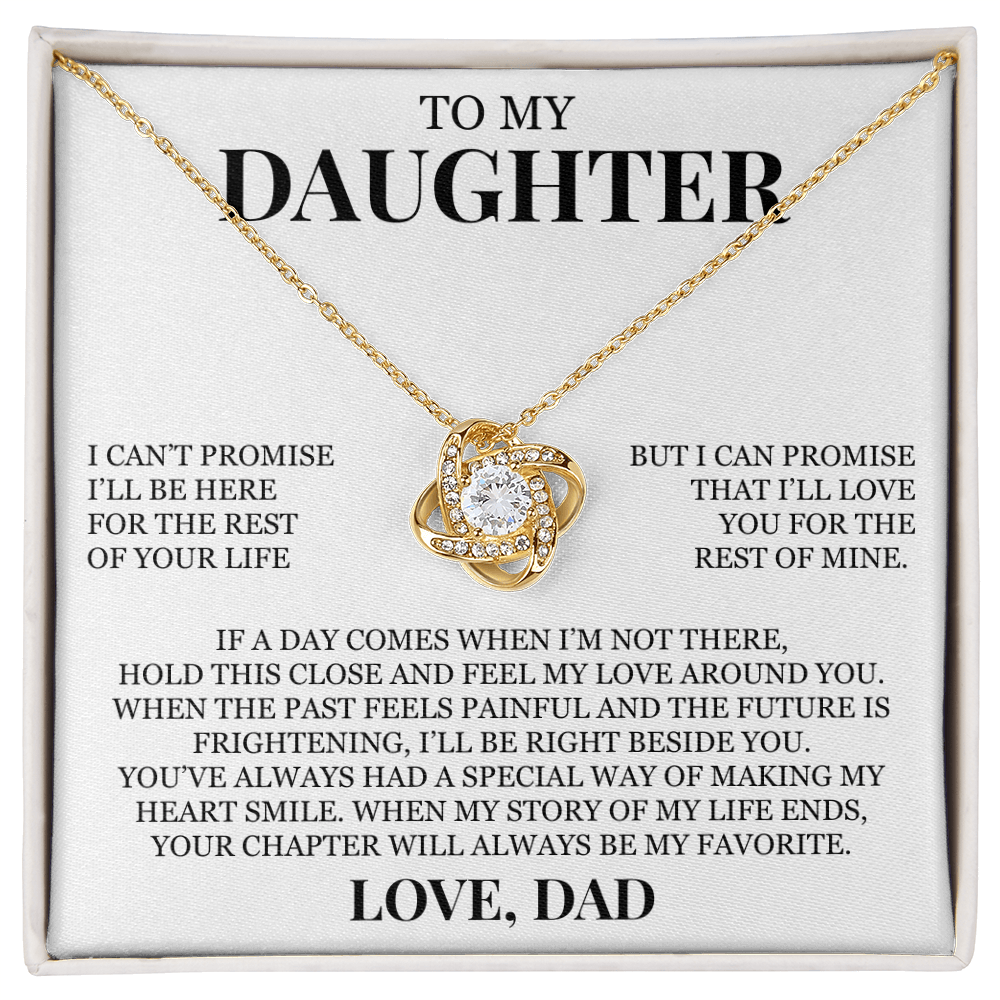 To My Daughter "Hold This Close and Feel My Love" Love Knot Necklace