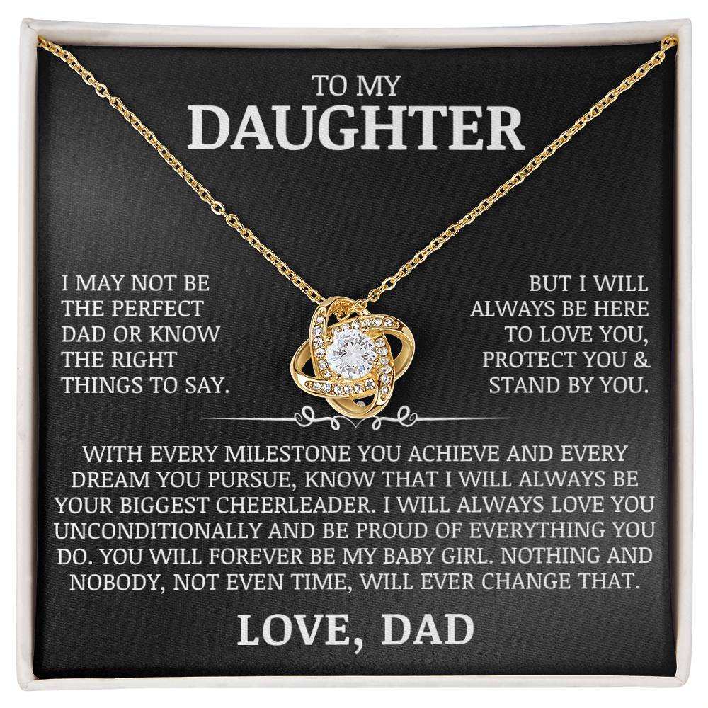 To My Daughter "I Will Always Love You" Love Knot Necklace
