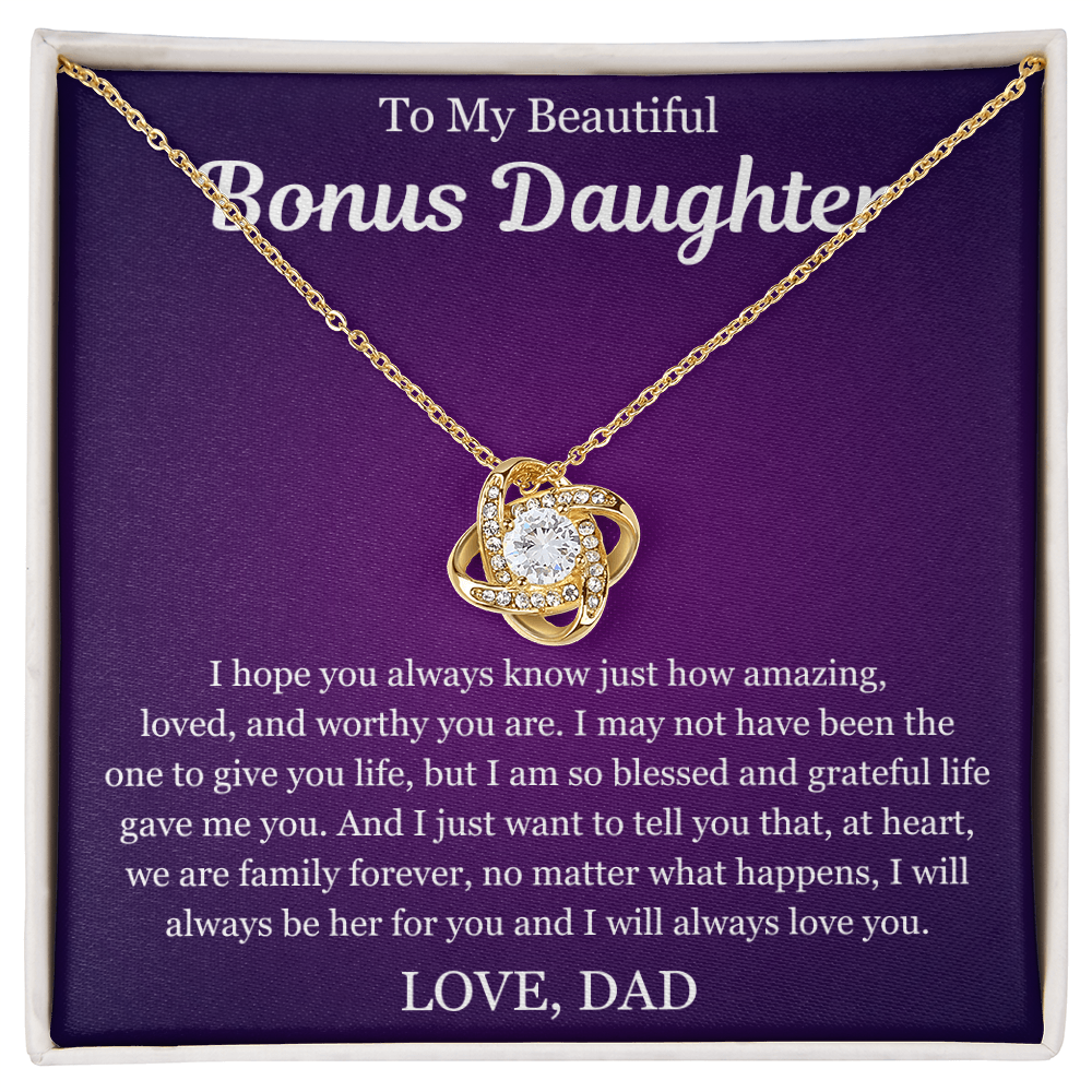 To My Beautiful Bonus Daughter - Love Knot Necklace
