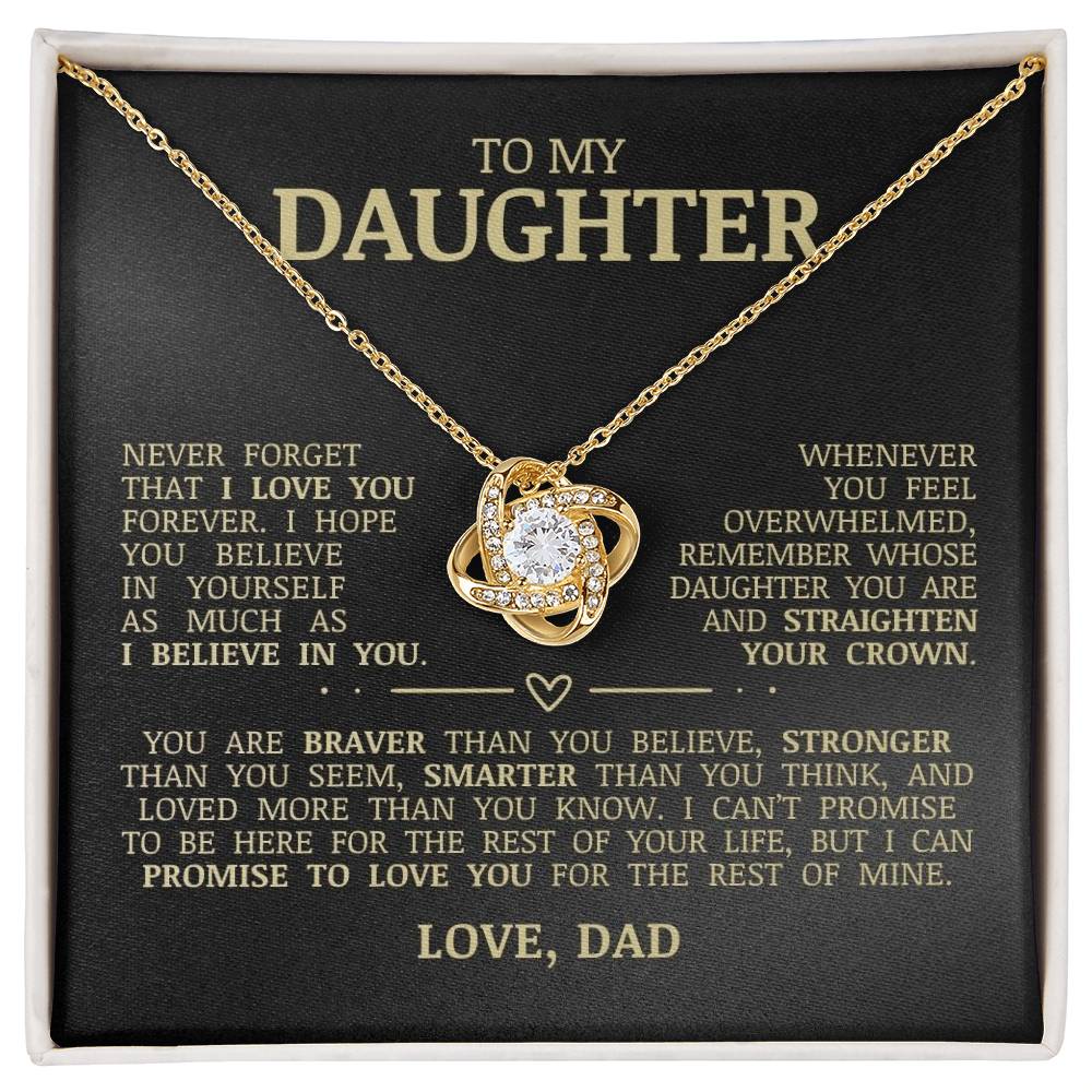 To My Daughter "Believe In Yourself" Love Knot Necklace