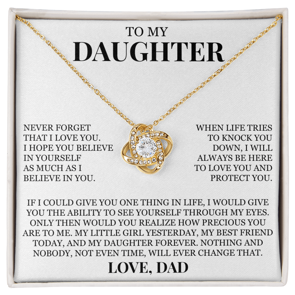 To My Daughter "Never Forget That I Love You" Love Knot Necklace