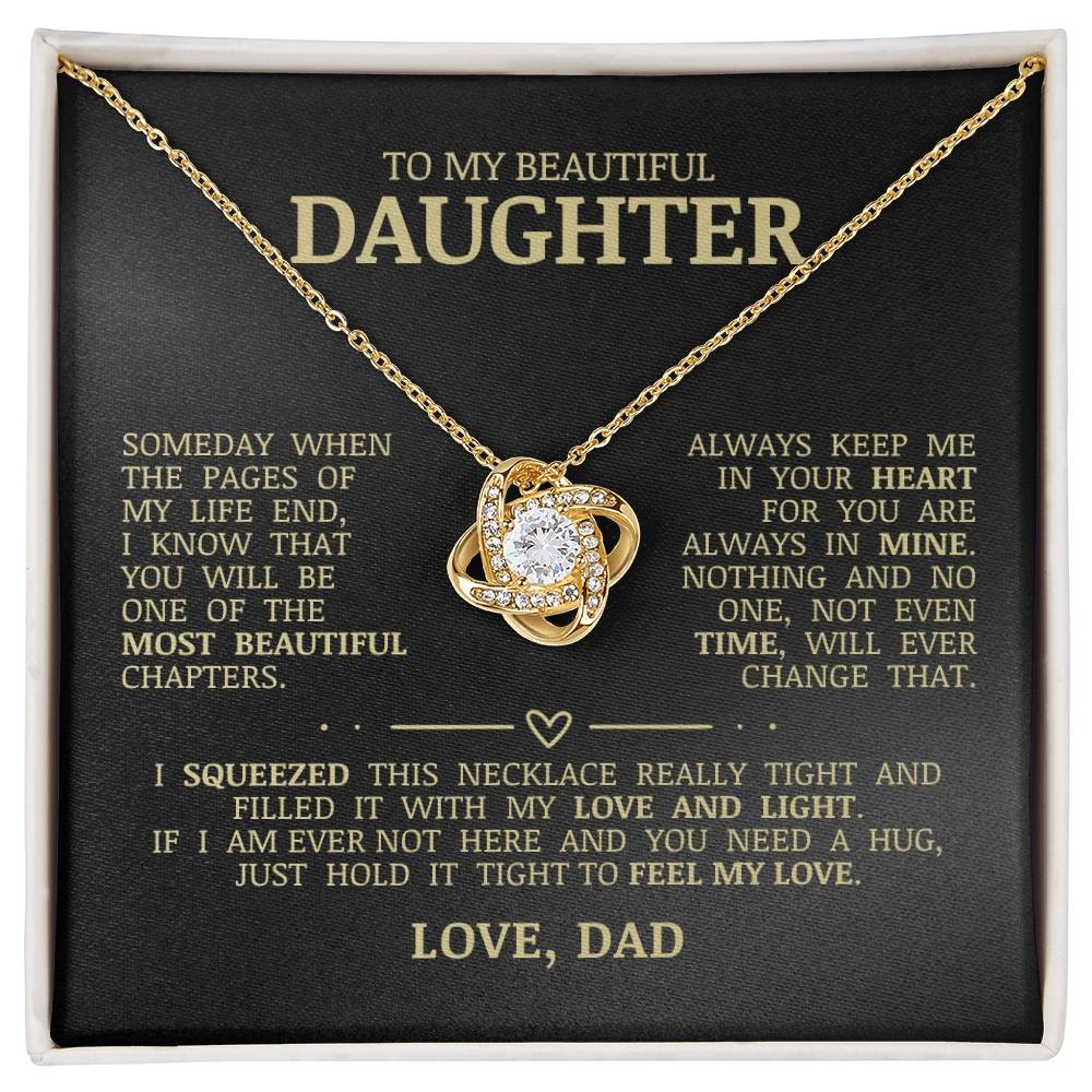 To My Beautiful Daughter "Always Keep Me In Your Heart" Love Knot Necklace
