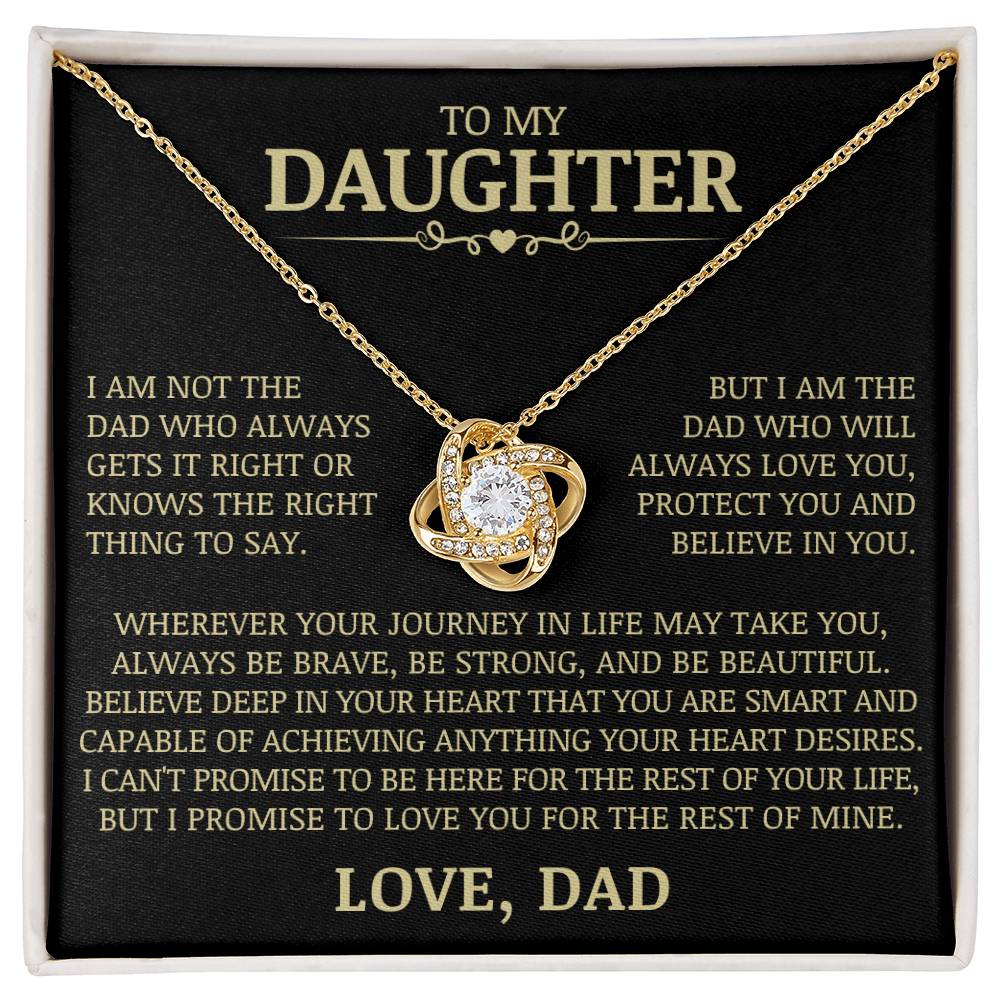 To My Daughter "Always Love You, Protect You, and Believe In You" Love Knot Necklace