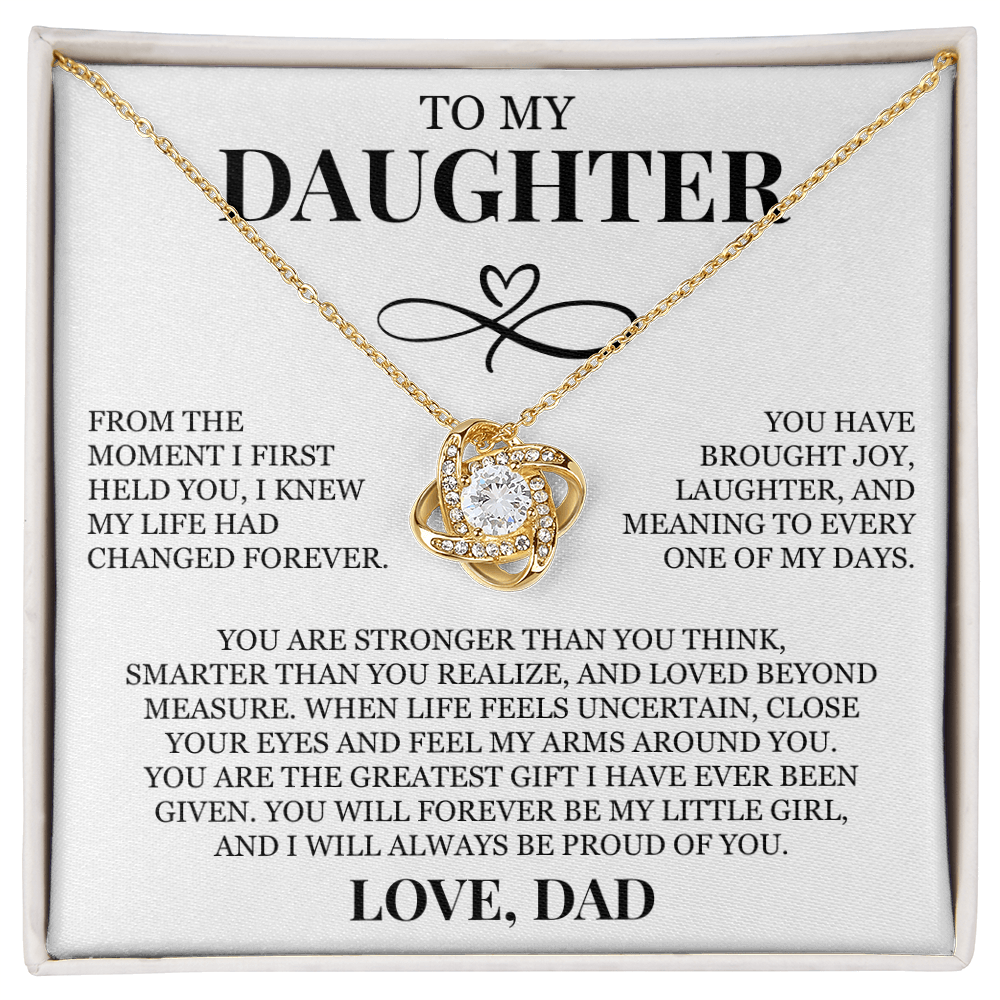 To My Daughter "I Will Always Be Proud of You" Love Knot Necklace