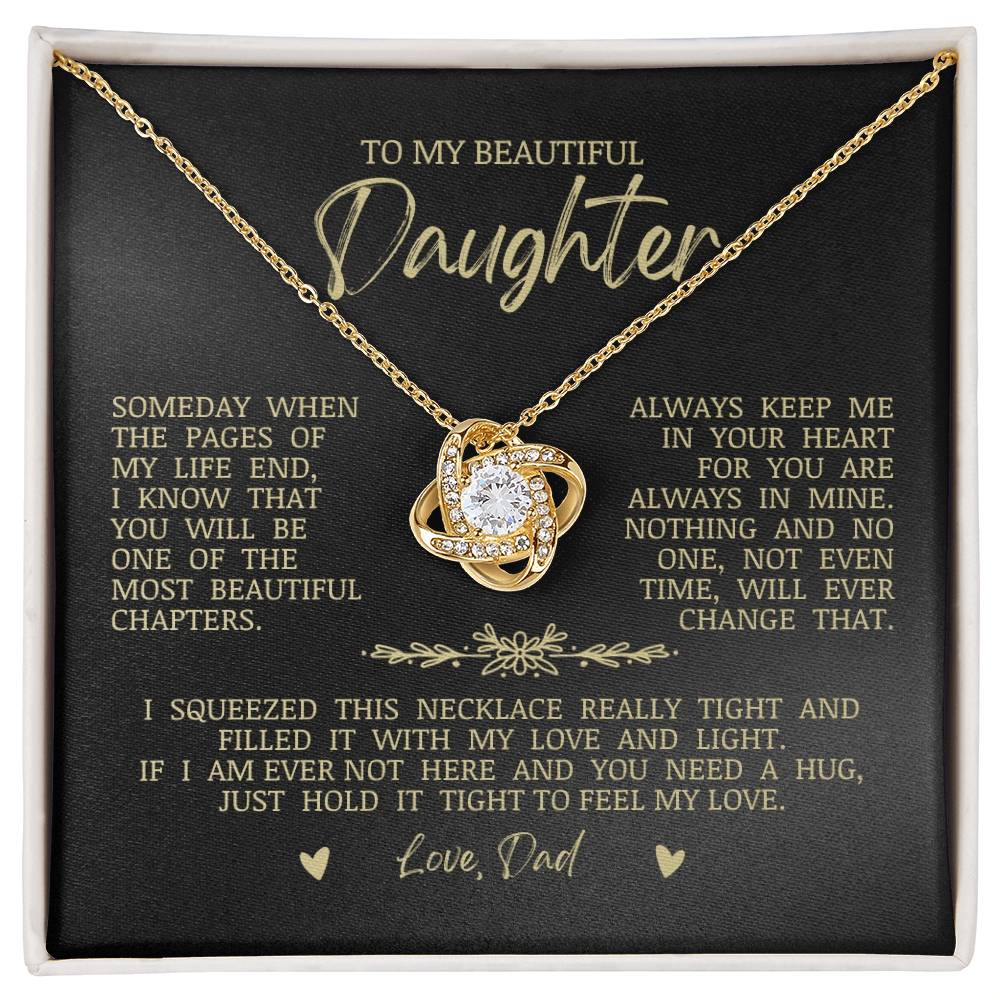 To My Beautiful Daughter "Always Keep Me In Your Heart" Love Knot Love Knot Necklace