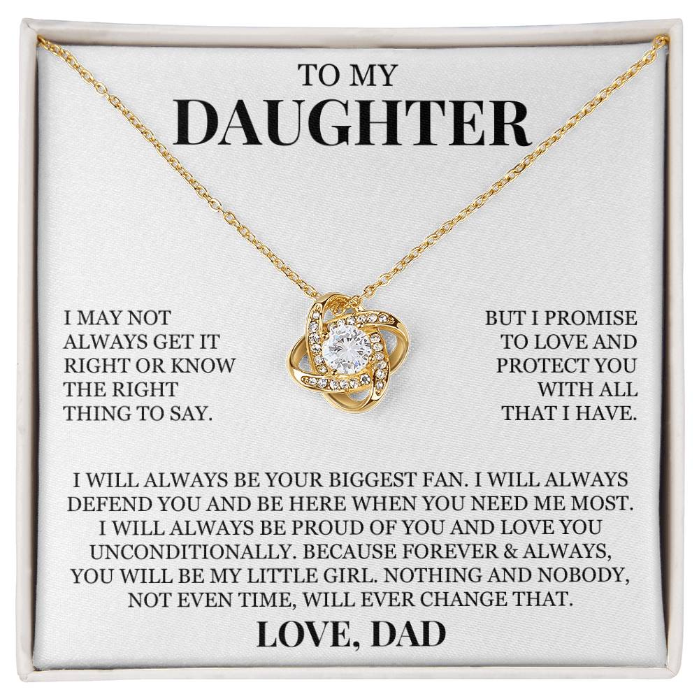 To My Daughter "I Promise To Love and Protect You" Love Knot Necklace