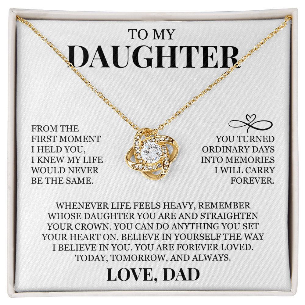 To My Daughter "Believe In Yourself" Love Knot Necklace