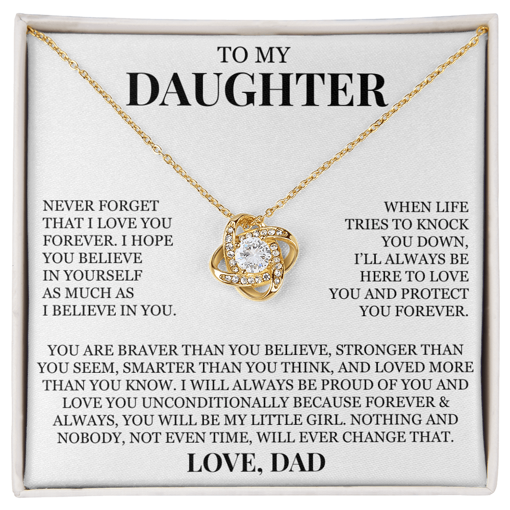 To My Daughter "Never Forget That I Love You" Love Knot Necklace