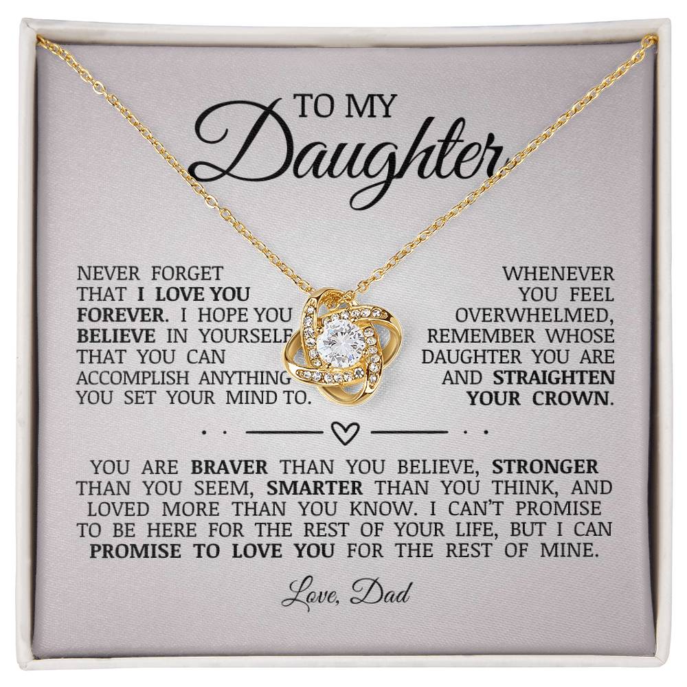 To My Daughter "I Love You Forever" Love Knot Necklace